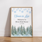 Winter Pine Snow in Love Snowflakes Bridal Shower Poster