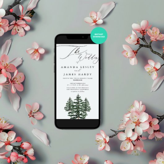 Winter Pine Snow Wedding Party Einladung