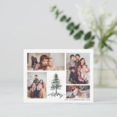 Winter Pine Tree 4 Foto Collage Happy Holiday Postkarte (Stehend Vorderseite)