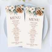 Winter Pine Tree Baby Dusche Nahrung Menükarte