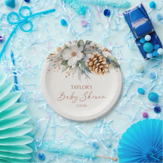 Winter Pine Tree Baby Dusche Pappteller (Party)