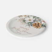 Winter Pine Tree Baby Dusche Pappteller (Schrägansicht)