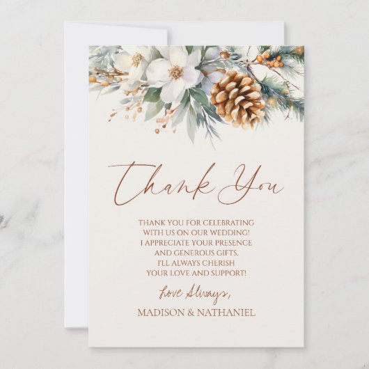 Winter Pine Tree Blume Bloral Dankeskarte (Vorderseite)