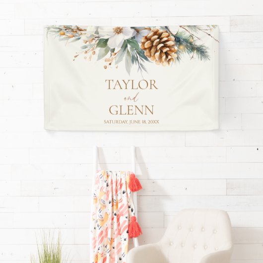 Winter Pine Tree Blume Blumengarten Hochzeit Banner (Insitu)