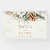 Winter Pine Tree Blume Blumengarten Hochzeit Banner (Horizontal)