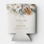 Winter Pine Tree Blume Blumengarten Hochzeit Dosenkühler (Rückseite)