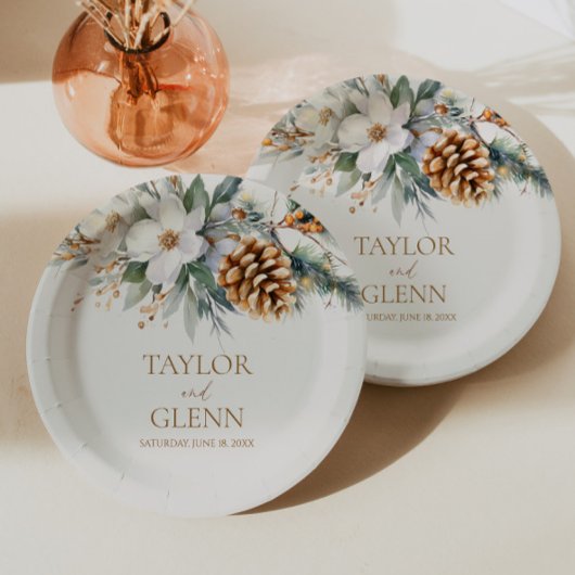 Winter Pine Tree Blume Blumengarten Hochzeit Pappteller