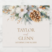 Winter Pine Tree Blume Blumengarten Hochzeit Schaumweinetikett (Einzelnes Label)