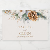 Winter Pine Tree Blume Blumengarten Hochzeit Schaumweinetikett (Einzelnes Label)