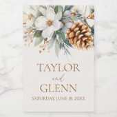 Winter Pine Tree Blume Blumengarten Hochzeit Weinetikett (Einzelnes Label)