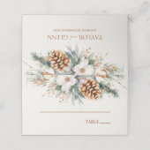 Winter Pine Tree Blume Blumenhochzeit Platzkarte (Außenseite Aufgefaltet)