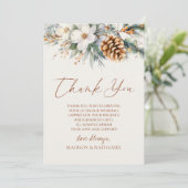 Winter Pine Tree Blume Blumenmassage Foto Dankeskarte (Stehend Vorderseite)