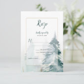 Winter Pine Tree Buffalo Kariert Wedding RSVP Karte (Stehend Vorderseite)