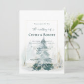 Winter Pine Tree Decorative Letting Wedding Einladung (Stehend Vorderseite)