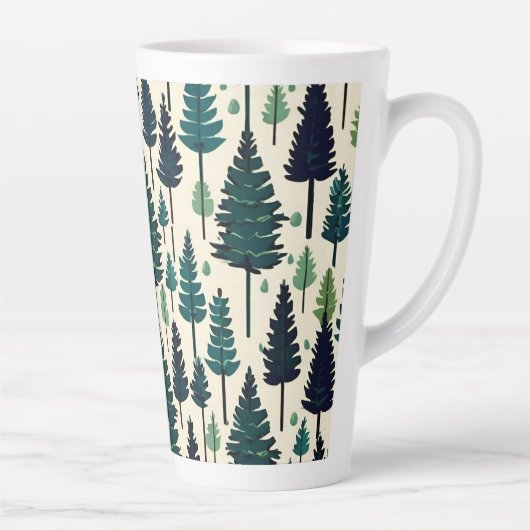 Winter Pine Tree Design Weihnachtsschnee #4 Milchtasse (Rechts)