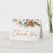 Winter Pine Tree Floral Baby Dusche Dankeskarte (Vorderseite)