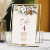 Winter Pine Tree Floral Wedding Tischnummer