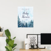 Winter Pine Tree Forest Baby Dusche Willkommenspen Poster (Heimbüro)