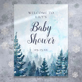 Winter Pine Tree Forest Baby Dusche Willkommenspen Poster
