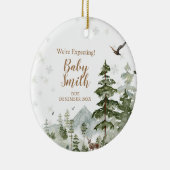 Winter Pine Tree Forest erwarten wir Eltern Keramik Ornament (Rechts)