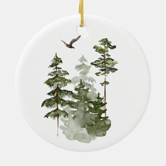 Winter Pine Tree Forest erwarten wir Eltern Keramik Ornament (Hinten)