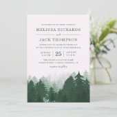 Winter Pine Tree Forest Green Rustic Hochzeit Einladung (Stehend Vorderseite)
