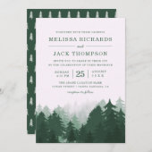 Winter Pine Tree Forest Green Rustic Hochzeit Einladung (Vorne/Hinten)