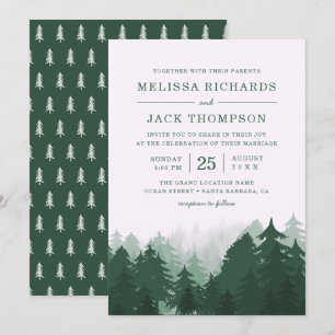 Winter Pine Tree Forest Green Rustic Hochzeit Einladung