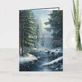 Winter Pine Tree Forest Snow River Karte (Vorderseite)