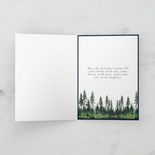 Winter Pine Tree Forest Snow River Karte (Innenseite)