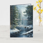 Winter Pine Tree Forest Snow River Karte (Gelbe Blume)