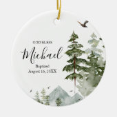 Winter Pine Tree Forest Taufe Gott segne Keramik Ornament (Vorne)