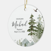 Winter Pine Tree Forest Taufe Gott segne Keramik Ornament (Links)