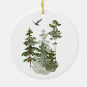 Winter Pine Tree Forest Taufe Gott segne Keramik Ornament (Hinten)