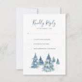 Winter Pine Tree Forest Watercolor Hochzeit RSVP Karte (Vorderseite)