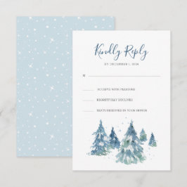 Winter Pine Tree Forest Watercolor Hochzeit RSVP Karte