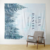 Winter Pine Tree Forest Wedding Foto Hintergrund Wandteppich (Beispiel (Horizontal))