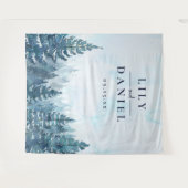 Winter Pine Tree Forest Wedding Foto Hintergrund Wandteppich (Vorderseite (Horizontal))