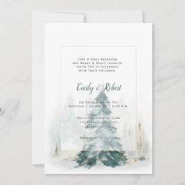 Winter Pine Tree Green Buffalo Karierte Hochzeit Einladung