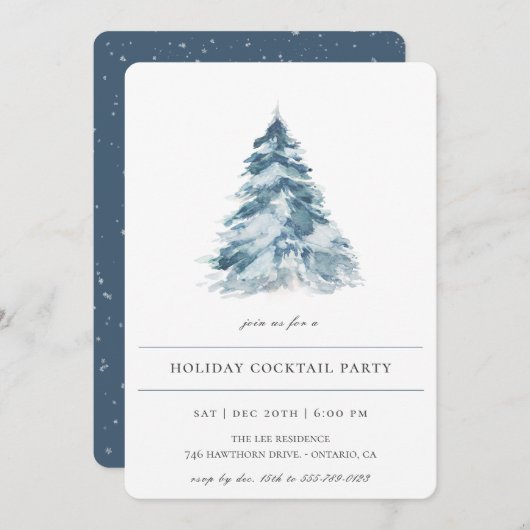 Winter Pine Tree Holiday Party Invitation Einladung (Vorne/Hinten)