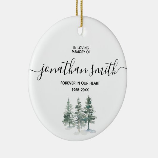 Winter Pine Tree in liebevoller Erinnerung an Keramik Ornament (Rechts)