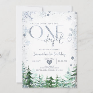 Winter Pine Tree ist nicht ihr 1. Geburtstag Einladung