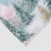 Winter Pine Tree Landscape Art with Pink & Gold Seidenpapier (Ausschnitt)