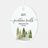 Winter Pine Tree Lounge Weihnachten Ornament Aus Metall (Vorderseite links)