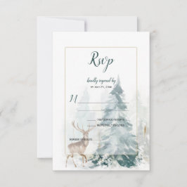 Winter Pine Tree mit schneebedecktem Stag UAWG RSVP Karte