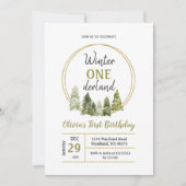 Winter Pine Tree ONEderland Einladung zum Geburtst (Vorderseite)