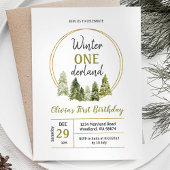 Winter Pine Tree ONEderland Einladung zum Geburtst