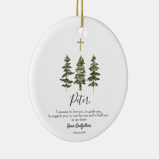Winter Pine Tree Personalisiertes Versprechen an G Keramik Ornament (Rechts)