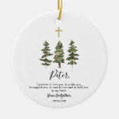 Winter Pine Tree Personalisiertes Versprechen an G Keramik Ornament (Vorne)