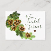 Winter Pine Tree & Pine Cones Hochzeit Platzkarte (Rückseite)